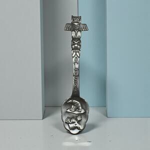 FORT Collectible Genuine Pewter Alaska Travel USA Vintage Souvenir Spoon
